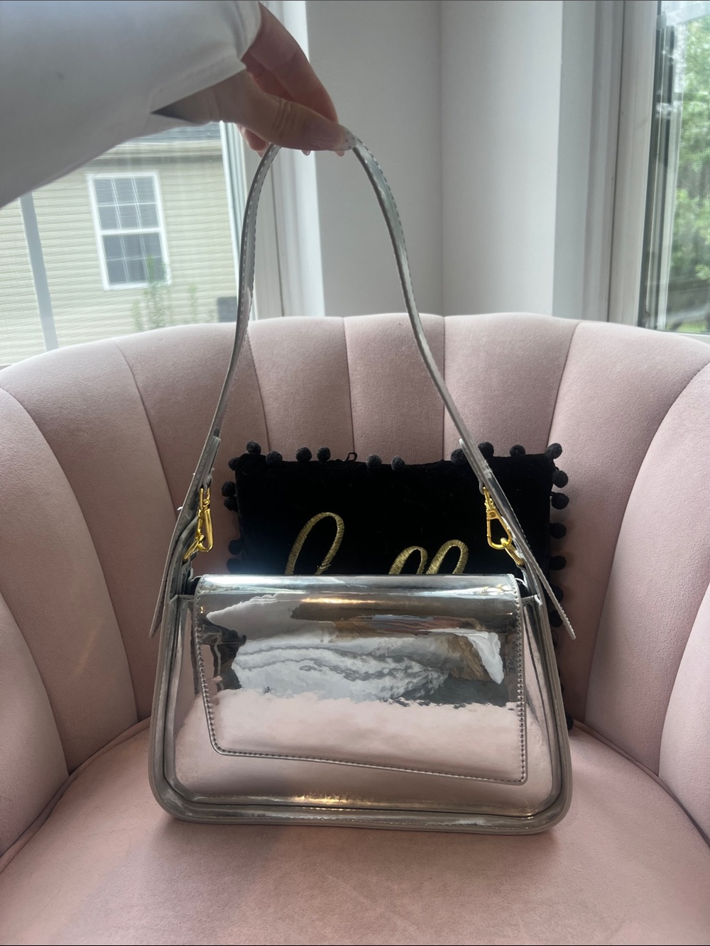 Metallic Silver Shoulder Bag - Sleek Women's Handbag